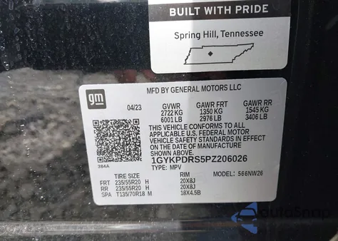 2023 Cadillac Xt6 Awd Premium Luxury из США, поврежденный, VIN 1GYKPDRS5PZ206026